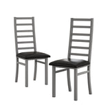 Metal Dining Chairs Set of 2, Steel Legs and PU Leather Seats, High Back Armless Dining Chairs, for W757P232712