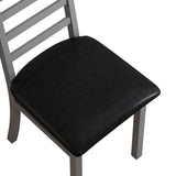 Metal Dining Chairs Set of 4, Steel Legs and PU Leather Seats, High Back Armless Dining Chairs, for W757P232719