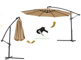 10 FT Solar LED Patio Outdoor Umbrella Hanging Cantilever Umbrella Offset Umbrella Easy Open 73726106