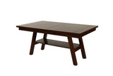 ZNTS Dining Table Rectangle Dining Table w Shelve 1pc Table Only Rubber wood Dark Walnut Finish Dining B011P192196