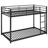 ZNTS Twin over Twin Metal Bunk Bed, Low Bunk Bed with Ladder, Black 39848515