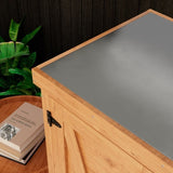 Potting Bench with Storage Cabinet and Metal Table Top for Outdoor Patio,Outdoor Work Station Table W1390P189992