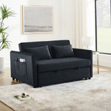 ZNTS Convertible Sofa Bed, 3-in-1 Versatile Velvet Double Sofa with Pullout Bed, Seat with Adjustable W1853112509