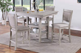 Dining Room Furniture Counter Height 5pc Set Square Table w Shelves Cushion Chairs Modern Style B01146567