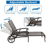 ZNTS 193*64.5*93cm Backrest Adjustable Courtyard Cast Aluminum Lying Bed Bronze 01637540