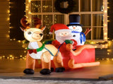 6.5 ft Christmas Inflatable with Santa Claus on Sleigh, Reindeer and Snowman, LED Lights, Polyester, 07743447
