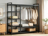 Freestanding Wardrobe Organizer with 6 Shelves & Hanging Rod 39375687