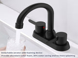 2 Handles Bathroom Sink Faucet, Matte Black Centerset RV Bathroom Faucets for 3 Hole pop-up drain 79218489
