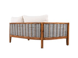 2 Pieces Acacia Wood Patio Furniture Set, Outdoor Unique Tub Design Loveseat with Woven Rope Table, N780P245860G