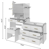 Large Makeup Vanity with Lights, Vanity Table with Charging Station, Vanity Desk with Mirror and 10 28093382