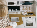 Corner Play Kitchen Set, Large Modern Pretend Kitchen with Full Appliances, Sound Effects & Ample 17218967
