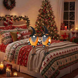2PCS Set Spooky Christmas Gnome Decor Standing Orange Fabric Figures with Black Gnome & Banner, 63182616