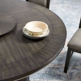1pc Transitional Round Table with Lazy Susan Dark Brown Finish Single Pedestal Wooden Dining Room B011P207874
