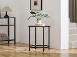 Round Metal and Glass Top Accent Table, Black 71502193