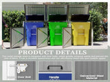 Garbage Bin Shed Stores 3 Trash Cans with Pneumatic Support Rod, with Lockable Doors & Waterproof W1598P357717