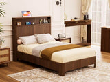 Full Extra Long Size bed frame with storage headboard, built-in charging station, wavy 82735550