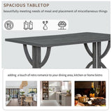 ZNTS 6-Piece Retro Rectangular Dining Table Set, Table with Unique Legs and 4 Upholstered Chairs & 1 47136174