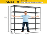 Adjustable layer spacing, wheeled display stand, iron, 117*45*185cm, powder-coated black 53017573