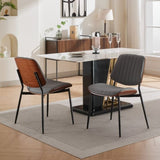 A&A Furniture, Dining Chairs Set of 2 Mid Century Modern Retro Faux Leather Chair with Walnut W1143P191787