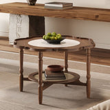 Mid-Century Style Coffee with Petal Shape and White Crackle Pattern Glass, 2-Tiered Coffee N735P291422D