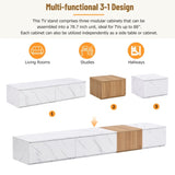 ON-TREND TV Stand with Faux Marble and Walnut Wood Grain Finish for TVs up to 88'', Modern WF320812AAK