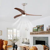 ZNTS (Same SKU W1592P176970) 52" Solid Wood Blades Ceiling Fan With Light with Remote Control, Noiseless W1592P268340