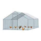 ZNTS 13 x 10 ft Large Metal Chicken Coop, Walk-in Poultry Cage Chicken Hen Run House with Waterproof 12202232