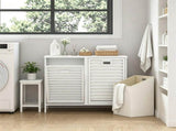 2Bin PullOut Bamboo Laundry Hamper Cabinet, 10Gallon Removable Polyester Fabric Sorter Baskets 37682826