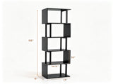 5-Tier S-Shaped Bookshelf, Modern Geometric Freestanding Display Shelf with Heavy-Duty Metal Frame, 09498563