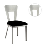 Contemporary Silver Metal 2pc Dining Chairs Black Microfiber Seat Dining Room Keyhole Back Satin B011P232976