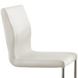 ZNTS Modern Elegance White Color Leatherette 2pcs Counter Height Dining Chairs Chrome Metal Legs Dining B011P178975