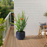 Handmade Black Matte Glazed Ceramic Planter Set of 3, 15/11/9 Inch Diameter, Textured Finish for W3273P321502