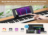 Foldable 61-Key Full-Size Digital Piano, 90.1717.785.08 cm Wireless MIDI Keyboard with 1750mAh 95661803