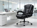 Vibration Massage Office Chair with Retractable Footrest, 90&deg-135&deg Reclining PVC Leather 34818232