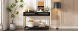 TREXM Entryway Table, Console Table with Two Drawers, Retro Hallway Table with Striking Geometric N715P227910B