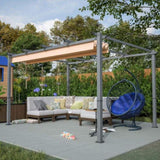 ZNTS 10' x 13' Aluminum Patio Pergola with Retractable Pergola Canopy, Backyard Shade Shelter for Porch, W2505P155205