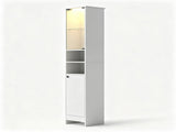White Freestanding Bathroom Tall Storage Cabinet with Dimmable LED Light & Remote Control, Narrow 45263480