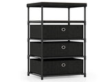 3-Drawer Fabric Storage Cabinet - Removable Foldable Drawers, Industrial Wood Top, Metal Frame with 51249504