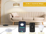 Arc Floor Lamp for bedroom with Rattan & Linen Shades, Gold Floor Lamp with Remote & Dimming Bulb, W2738P227439