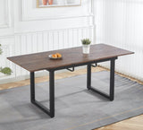 walnut color,Square Extendable Dining Table with metal leg,Modern Space Saving Kitchen Table for W234P282511