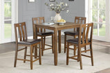 Brown Finish 5pc Counter Height Set Dining Table and 4 Chairs Upholstered Seat Wooden Kitchen Dining B011P170894