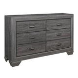 Wooden Bedroom Furniture Gray Finish 1pc Dresser of 6x Drawers Contemporary Design Rustic Aesthetic B011118703