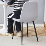 Comfortable Linen-Cotton Dining Chair Set - Six Pieces in Light Gray.Integrated Seat and W1512P360049