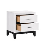 Modern Contemporary White Finish Storage Nightstand of 2x Drawers 1pc Wooden Bedroom Furniture B011P235882