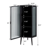 22.25'' Floor Coner Cabinet,Three Tiers with Tempered Glass Doors and Storage Shelves for Bathroom, W757P180792
