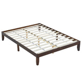 ZNTS Basic bed frame Painted pine wood Brown Full 189*136*30.5cm Wooden bed Single bed 36038766