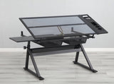black adjustable tempered glass drafting printing table with chair 43921214