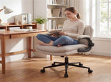Criss Cross Chair with Flip-Up Arms, Faux Leather Cross Legged Office Chair with Adjustable Height & 89058747