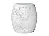 9.4" Steel Patio End Table, Round Hollow Drum Side Table, Accent Table for Indoor and Outdoor, White 56990579