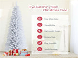 7 Feet White Artificial Christmas Pencil Tree with Folding Metal Stand 87508550